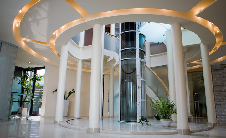 vacuum elevator surrounded by columns