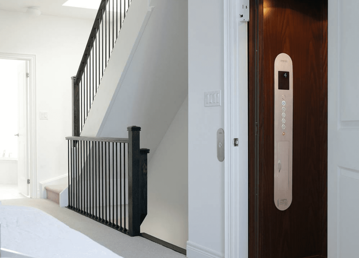 Home staircase with modern elevator
